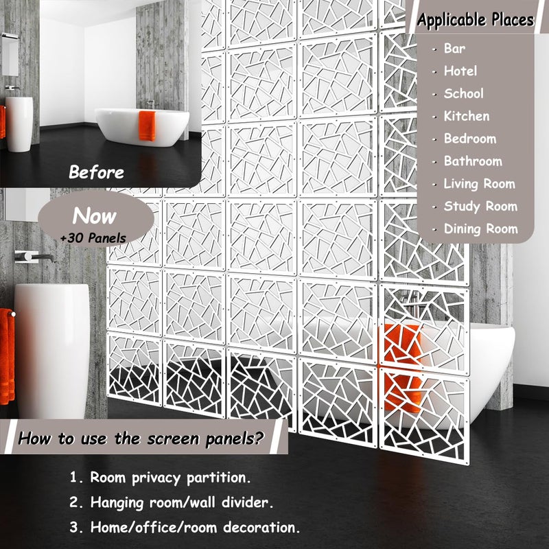 Lchen Hanging Room Divider,10 Pieces Wood-Plastic Hanging Panels 0.2â€œThick Screen Panel for Living Room Bedroom Home Decoration(DQ,11.4"X11.4") - Image 4